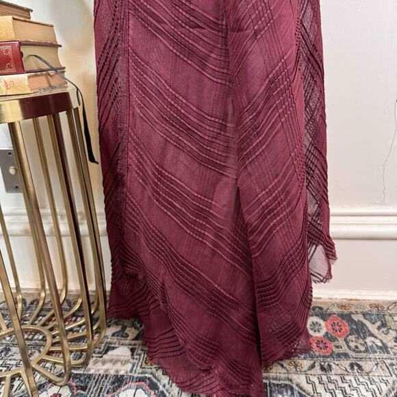 Roland Mouret Roka Checked Pleat Garnet Mesh Maxi Dress US 2 UK 6 NWT - Picture 4 of 11